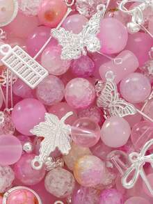 beadia 30-50g/gói Hạt thủy tinh hỗn hợp, hạt đệm kim loại bạc, các loại hạt thủy tinh màu hồng, thích hợp để làm đồ trang sức DIY, vòng cổ và vòng tay, nguyên liệu thủ công dành cho nữ. - Hồng - Xem 3