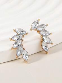 一对镶钻彩色优雅耳钉，适合日常佩戴 - 黑色 - 查看 12