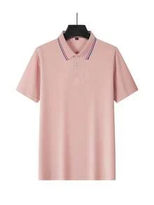 Driftmere 男士撞色滚边高尔夫Polo衫，半扣领，柔软轻盈，商务休闲工作衬衫，适合送给男友，也适合高尔夫、日常穿着、夏季、网球等运动，透气舒适，高弹凉爽，适合日常休闲、运动、慢跑和健身/训练。 - 粉色 - 查看 2