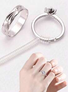 4个/8个装 - 4种不同型号的透明塑料弹簧隐形环调节器，螺旋环尺寸可调弹簧