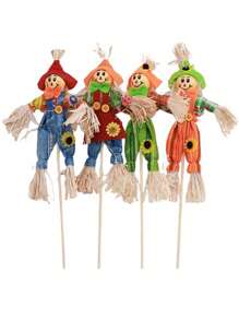 1 pièce Décoration d'épouvantail d'Halloween pour l'extérieur, style aléatoire, épouvantail d'automne de 30 cm pour la récolte. Décorations d'épouvantail debout pour le jardin, la maison, l'école, la cour, le porche, la décoration d'action de grâce