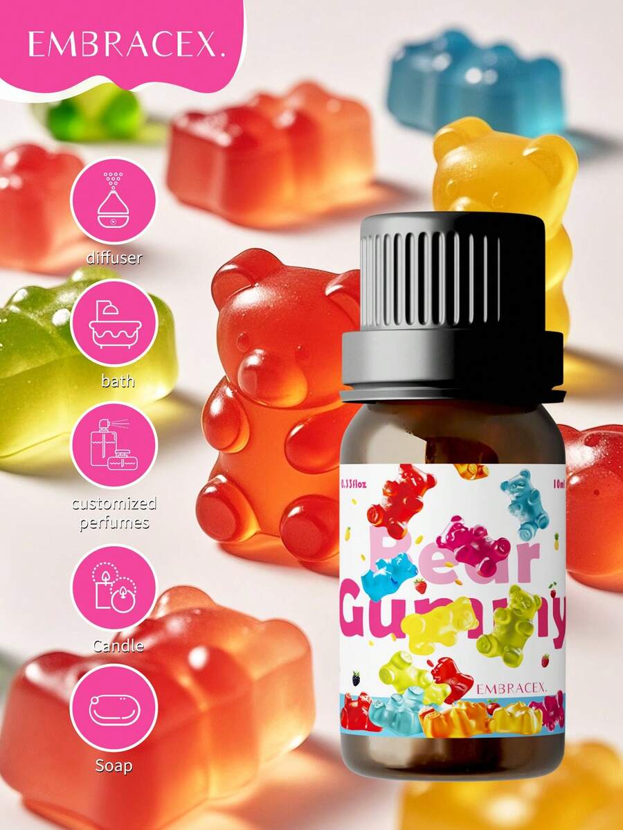 EMBRACEX. 10ml 小熊软糖香薰精油，香薰油 - 用于蜡烛、肥皂制作、芳香疗法、扩散器、家庭护理和加湿器，适用于卧室、家居香薰、芳香疗法、日常使用和节日礼物