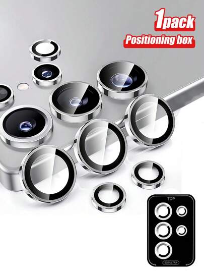 [1 paquete] Compatible con el protector de lente , apto para Galaxy S23/S24/S25/S25 Plus/S25 Ultra/Z Flip6/Z Fold6/Z /Z Fold7 - Accesorio de instalación de un solo clic, decoración de anillo de metal [Vidrio templado 9H] (Plata) Aplicable a protección diaria, oficina, cubierta de cámara de teléfono doméstico a prueba de agua, a prueba de golpes, anti-caída, anti-arañazos, anti-huellas dactilares, cobertura completa