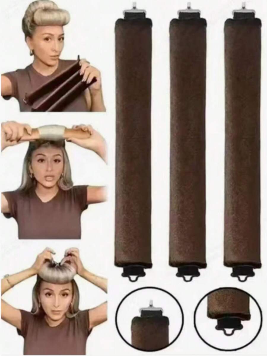 Set de 3 rizadores de pelo sin calor, rulos de espuma para ondas, herramienta de peinado tipo rizado grande para dormir - Multicolor - Ver 1