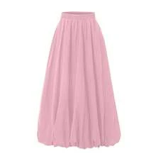 Chân váy dài dáng chữ A nữ lưng thun có túi, màu trơn - Màu Hồng baby - Xem 10