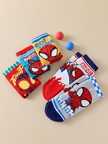 Marvel 5双装儿童短袜，超级英雄卡通透气男童袜 - 彩色 - 查看 5