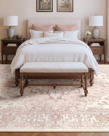 Area Rugs 9'x12' Washable Non-Slip, Floral Vintage Distress Print Pattern Medallion Carpet For Living Room Bedroom Dining Room, Pink Greypink Cute,10160149