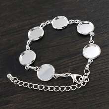 2 chiếc 12mm Kích thước bên trong 6-Cabochon Khay đế trống Khung vòng tay Phụ kiện làm đồ trang sức DIY - Giá đỡ vòng tay bằng đá quý - Xem 7