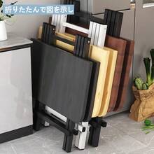 Sythdio Myth ダイニングテーブル 折り畳みデスク 約70×70×74cm 木目調 コンパクト テーブル 省スペース 組み立て不要 折りたたみ 食卓 勉強机 作業台 ダークブラウン - 竹模様 - チェックする 5