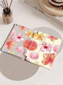 双面印花芙蓉花平板电脑保护套，兼容 iPad Mini4567/10.2/10.5/10.9/12.9/Pro 11、iPad 第十代，内置笔槽，兼容三星 Galaxy Tab A8 10.5 英寸（2022 款）、Tab A7 Lite 8.7 英寸，Ins 风格皮革保护套，返校季、情人节、新年礼物之选 - 彩色 - 查看 4