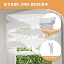 LILIIN Double Roller Blind Klemmfix Without Drilling, W120 X H220 Cm, Black/Grey/White, Duo Roller Blinds For Windows, Clamp Roller Blind Window Blind Translucent & Blackout For Office Living Room Kitchen Bathroom - White - View 5