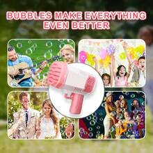 手持式 40 孔泡泡机玩具，户外游戏电动泡泡枪，亲子互动，儿童礼物（不含电池，不含泡泡液） - 粉色 - 查看 4