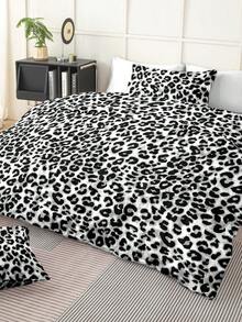 3pcs Leopard Print Bedding Set (1 Duvet Cover And 2 Pillowcases), Soft And Skin-Friendly, Suitable For Boys, Girls, Students, Dorms, Homes, All Seasons