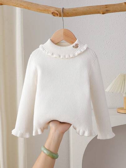 Young Girl' Winter High Collar Pullover Sweater