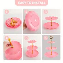 10pcs Cake Rack Set, Including 3 Double Layered Cupcake Racks+3 Triple Layered Cupcake Racks+4 Appetizer Trays, Suitable For Party And Christmas Party Tabletop Decoration, New Year Celebration - Hồng - Xem 8