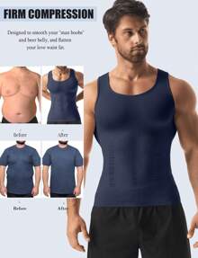 Men's Chest Compression Shirt Shapewear Slimming Body Shaper Gynecomastia Compression Belly Tummy Control Seamless Undershirts Shaping Abdomen Vest Underwear Tank Top
