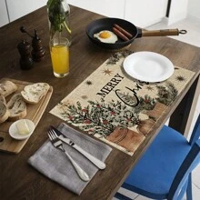 1 pieza/4 piezas/6 piezas Manteles individuales de lino con estampado de copos de nieve y árboles de Navidad, decoración navideña, adecuados para mesa de comedor, todo el año, manteles de mesa modernos y lavables, decoración del hogar, manteles individuales, posavasos, alfombrillas de cocina y comedor, decoraciones de fiesta interior y exterior, regalo ideal