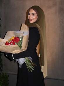 1 件女式波西米亚风格水彩渐变印花头巾，休闲街头头巾款式适合日常穿着，秋季