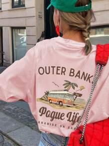 1pc Tween Girls' Printed Short Sleeve T-Shirt, Student & Young Casual Comfortable & Fashionable Summer Top