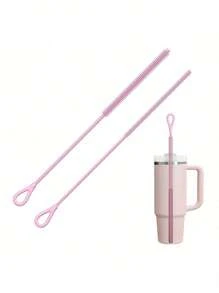 硅胶吸管清洁刷，可重复使用吸管刷，超长，用于清洁玻璃金属冰沙吸管和吸管杯，防滑手柄柔软可弯曲，