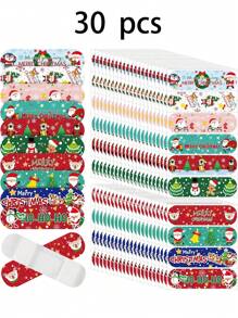 24片/30片可爱卡通女孩风格透气创可贴，6款随机款式 PE自粘创可贴运动户外时尚便签 - 万圣节和圣诞节礼物 - 款式随机 - 彩色 - 查看 10