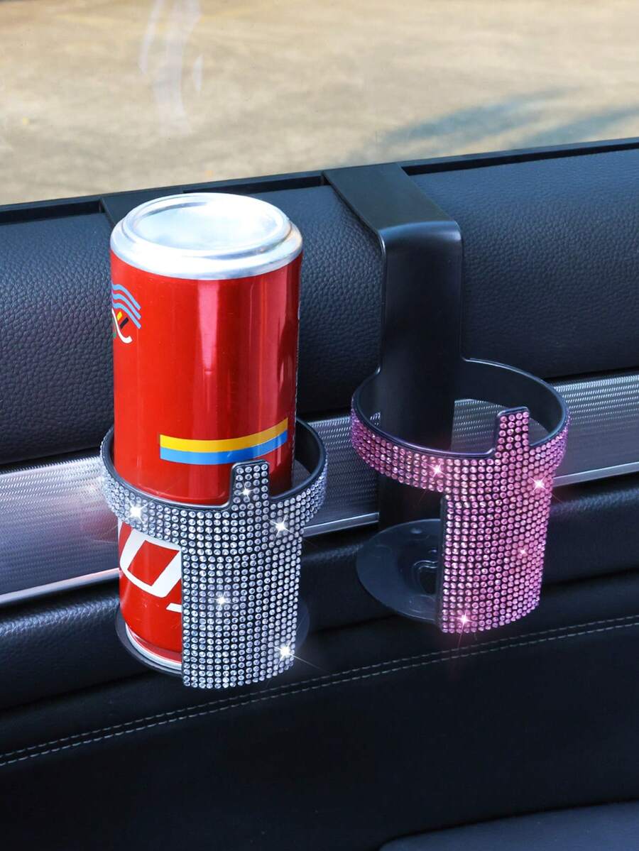 Rhinestone Car Cup Holder, Universal Plastic Beverage Can And Cup Holder, Fits Sedan, Truck And Van Windows - Sparkling Diamond Drink Holder - Multicolor - View 1