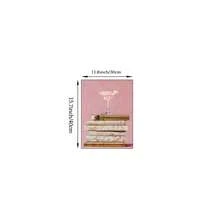 Tranh treo tường hình chồng sách màu hồng, tranh sơn dầu trên vải bố, poster cocktail Martini màu pastel, trang trí hoa văn cổ điển, thích hợp cho phòng khách, phòng ngủ, quán bar, ký túc xá, quà tặng cho người yêu sách, có khung hoặc không khung. - Nhiều màu - Xem 10