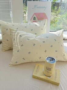 2pcs Polyester Floral Print Breathable Washable Pillow Case Set, Dorm Bedding Decor For Boys And Girls (Inner Pillow Not Included)