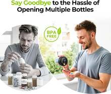 Large Pill Dispenser Can Store 7 Various Supplements, Travel Pill Organizer Bottle With Anti-Mix Design, Arthritis-Friendly Pill Holder With Wide Opening & Slider Lid, Includes 20 Blank Stickers,10133978