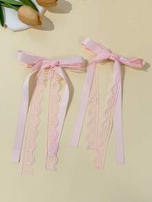 2pcs/Set Women's Fashion Elegant Casual Solid Color Girly Lace Ribbon Bow Hairpin & Alligator Clip Hair Accessories, Suitable For Daily Commute, Festivals, Parties, Birthdays, Shopping, Travel, Photography, And Any Occasion. A Great Gift For Best Friends, Claw Clips, Hair Claws, Clips For Hair, Hair Slide, Hair Barrettes, Alligator Hair Clip, Bows, Cute, Head Accessories - Multicolor - View 16
