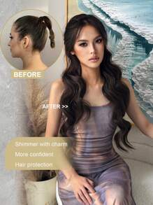 26-28 Inch Women Drawstring Ponytail Hair Extensions, Long Wavy Synthetic Ponytail Clip-In Hair Piece, Suitable For Daily Wear (Brown Mixed With Gold)