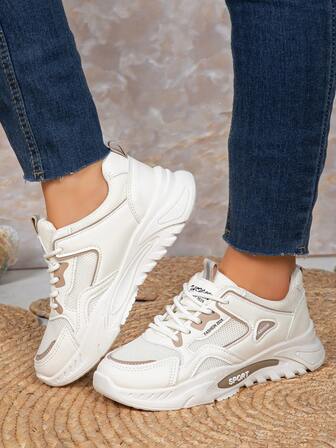 Nuevos zapatos deportivos casuales con cordones, zapatillas gruesas de suela blanda, zapatos para correr ligeros y antideslizantes