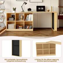 140 x 104 x 75cm Multifunktionaler Bürotisch, Sechsfach-Lagerschrank + Ablage, breite und dicke Schreibtischplatte, Lochplatte + Ablage, super belastbar, veränderbare Form