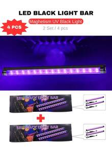 ONELEDWANGRX 2pcs/Set UV Black Light Strips, Glow In Dark Party Decor, Blacklight Neon Flashing Party Lights, Easy Install Semi-Embedded Detachable Lighting, DJ Blacklight, UV Lamp For Birthday Disco Theme Party, Bar Decor, Home Decor, Glow Party, Christmas Supplies And Decorations, Body Painting, Stage, Tapestry, Poster, Bedroom, Neon Party, Halloween Decoration - Purple - View 14