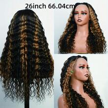 Highlight Deep Wave Wig Human Hair 1b/27 Black And Blonde Wig Human Hair Pre Plucked 13x4 Ombre Curly Lace Front Wigs 180 Density For Women Curly Highlighted Wig Human Hair 26inch - Highlight & Piano - View 3