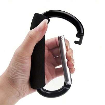 1pc Large Aluminum Alloy Carabiner Keychain, D-Shaped Backpack Buckle With Sponge Handle For Outdoor Mountaineering Camping Camping Stuff