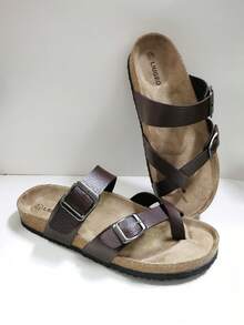 2025 New Crossed Toe Soft Cork Slippers Beach Sandals, Unisex - Chocolate Brown - View 2