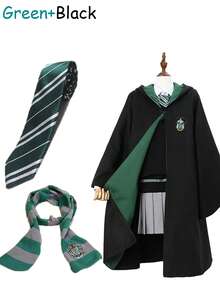 3pcs Halloween Christmas Wizard Costume Holiday Decoration Set -Wizard Robe Magicial Hooded Cape Clocak+Wizard Neckties+Striped Knit Scarf Cosplay Birthday Gifts - Multicolor - View 14