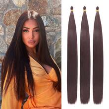 3pcs Bone Gradient Straight Synthetic Crochet Braiding Hair Bulk 28inch Pre Stretched Braiding Hair Extensions Crochet BoxBraids Hair 613 Brown Blonde - Multicolor - View 11