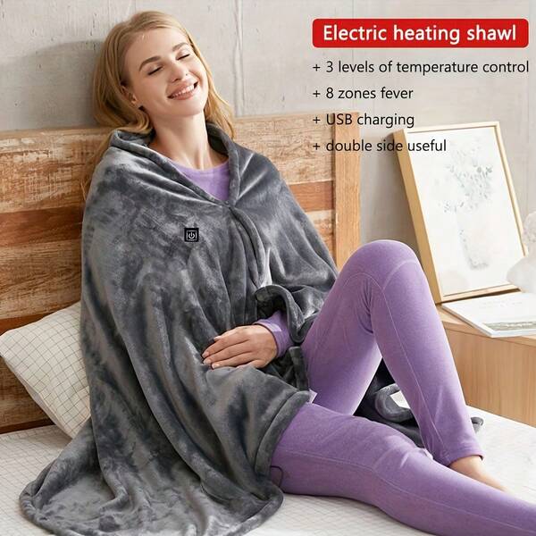 USB Heated Shawl Blanket - 3-Speed Temperature Control, Thermostatic Function, Overheat Protection, Washable, Constant Temperature, Perfect For Office Lunch Break, Outdoor Travel, Car Travel, And Warmth Preservation