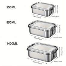 1 Hộp cơm Bento bằng thép không gỉ, 304, hình vuông nhiều kích cỡ, chống gỉ, màu trơn, nhà bếp ngoài trời, hộp cơm trưa bằng thép không gỉ Nhật Bản, bữa ăn ngon, dễ đóng gói, siêu tiện lợi khi mang theo - Bạc - Xem 5