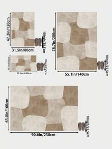 1pc Brown Printed Area Rug, Plush Fabric, Soft & Comfortable Touch, Easy Care, Water-Resistant, Anti-Slip Backing, Machine Washable, Suitable For Living Room, Bedroom, Kitchen, Dining Room, Office, Room Decor, And Doormat. Suitable For Spring, Summer, Autumn, And Winter. - Beige - View 3