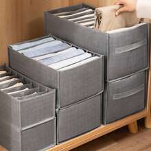 1/4pcs Grey Clothes Storage Box, Multi-Layer Wardrobe Clothing & Pants Organizer Box - Grey - View 5