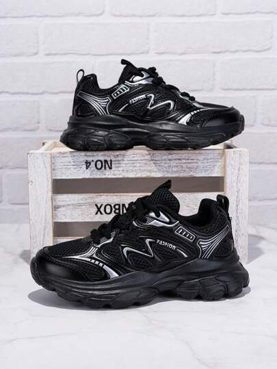 軽量通気性メッシュカジュアルスニーカー 1ペア、春秋、ローカット、ファッションカラーマッチング、多用途、紐とマジックテープの2way、衝撃吸収つま先デザイン、デイリー、学校、スポーツに適しています