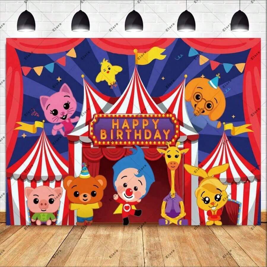 Cartoon Plim Children's 1st  Party Decoration Baby Shower Cute Pig Rainbow Custom Vinyl Background Banner Photo (Multiple Styles) - Style 4 - 查看 1