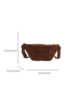 1pc Corduroy Chest Bag/Waist Bag, Retro Minimalist Korean Style Casual Lightweight Fabric Bag