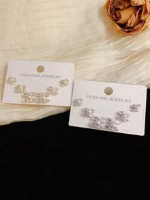 3pcs Luxury Versatile Fully Plated Double C Letter 925 Sterling Silver Stud Earrings, Fashionable Jewelry Gift For Women, Suitable For Valentine's Day, Banquet, Party