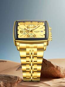 LIGE Reloj de hombre LIGE de moda, casual y de negocios, resistente al agua, luminoso, de cuarzo, con diseño de esfera redonda clásica y fecha