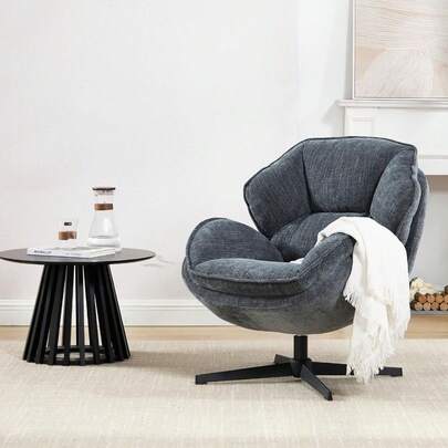  Chairus 1PC Drehbarer Chenille-Loungesessel Ohrendesign (Wohnzimmer/Schlafzimmer)