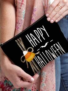 1/4 件，万圣节可爱鬼图案印花化妆包和洗漱用品收纳包 - 深色哥特学院风格可重复使用药包，卡通美学铅笔袋 - 洗漱包，旅行和化妆收纳包 - 适用于学校、夏季家居装饰、珠宝收纳、零食袋，9 英寸 * 6 英寸旅行必需品包，适合学校假期返校用品女士旅行包 - 彩色 - 查看 5